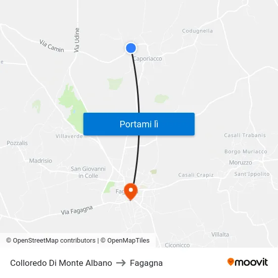 Colloredo Di Monte Albano to Fagagna map