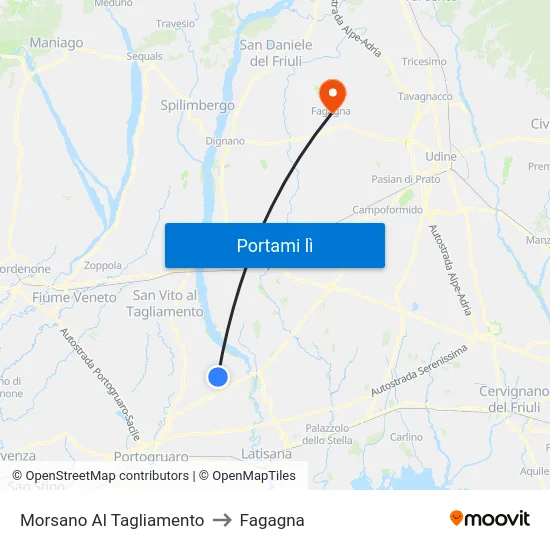 Morsano Al Tagliamento to Fagagna map