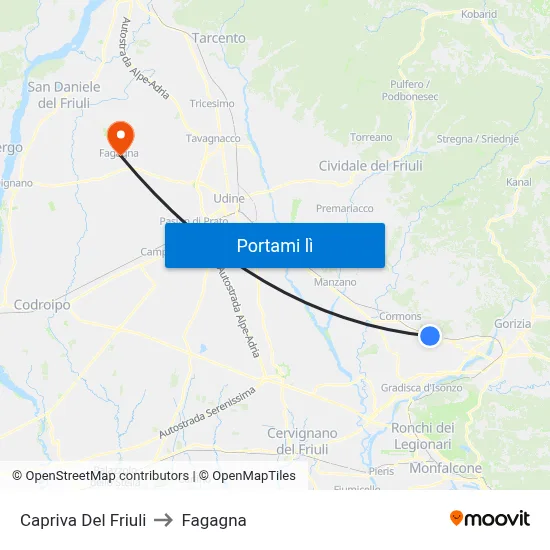 Capriva Del Friuli to Fagagna map