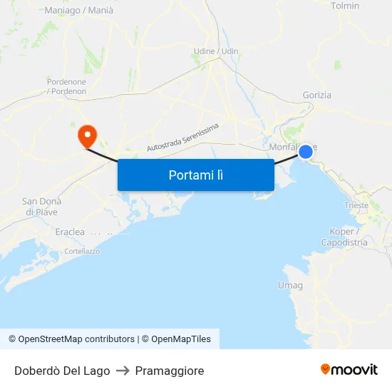 Doberdò Del Lago to Pramaggiore map