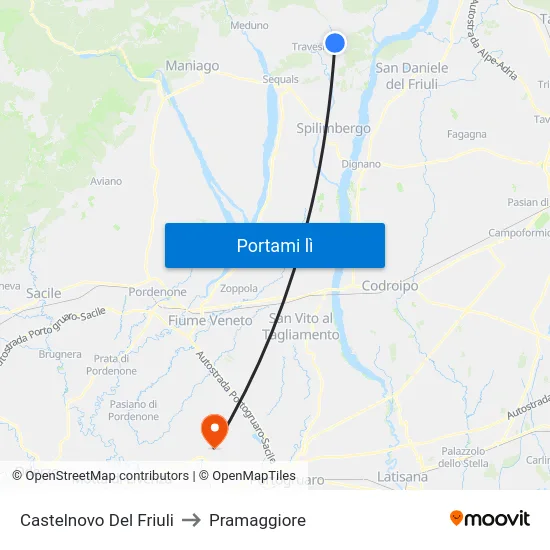 Castelnovo Del Friuli to Pramaggiore map