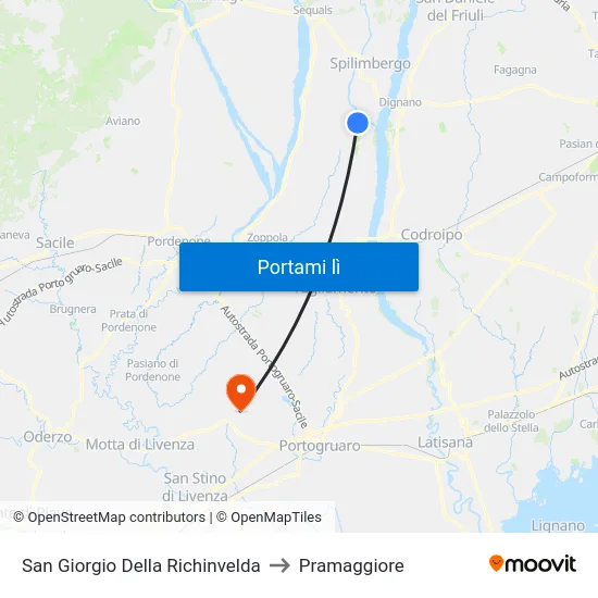 San Giorgio Della Richinvelda to Pramaggiore map