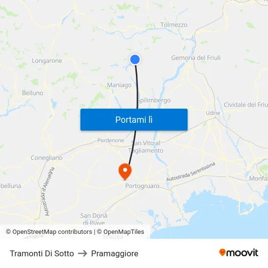 Tramonti Di Sotto to Pramaggiore map