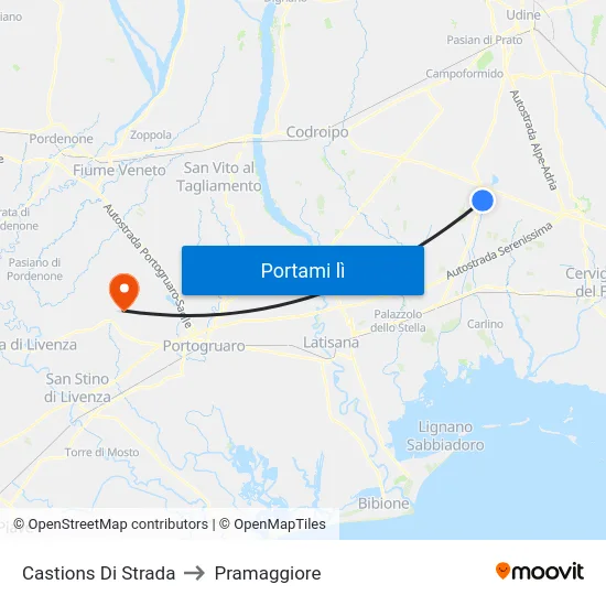 Castions Di Strada to Pramaggiore map