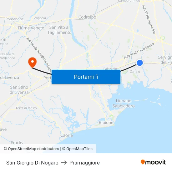 San Giorgio Di Nogaro to Pramaggiore map