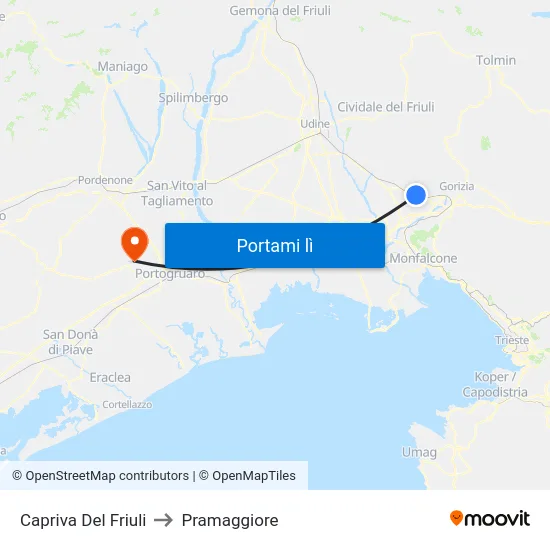 Capriva Del Friuli to Pramaggiore map