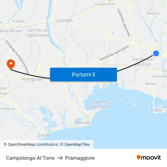 Campolongo Al Torre to Pramaggiore map