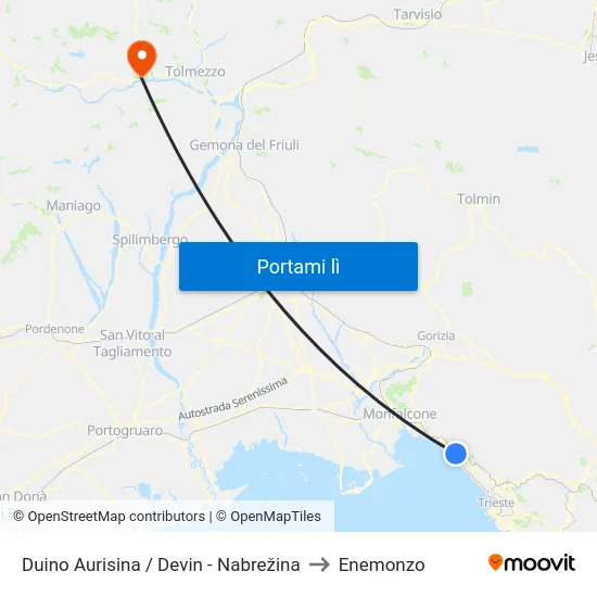 Duino Aurisina / Devin - Nabrežina to Enemonzo map
