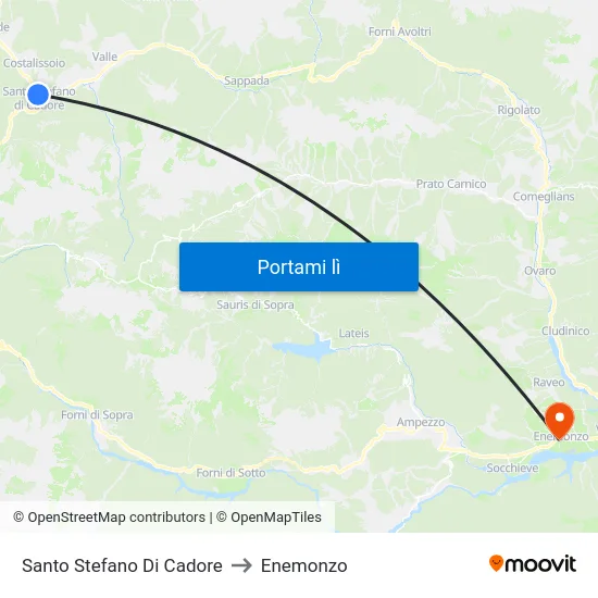 Santo Stefano Di Cadore to Enemonzo map