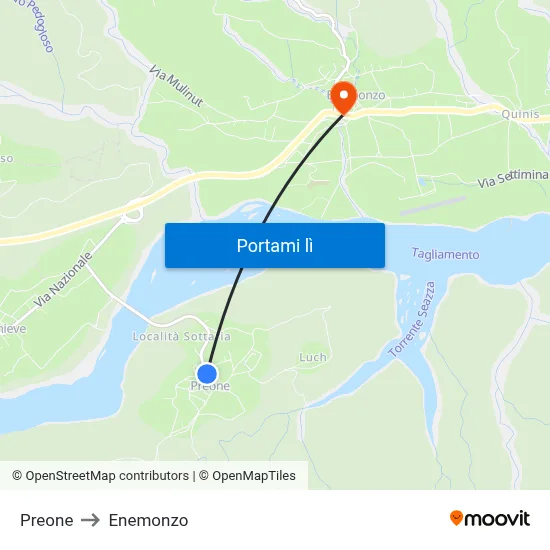 Preone to Enemonzo map