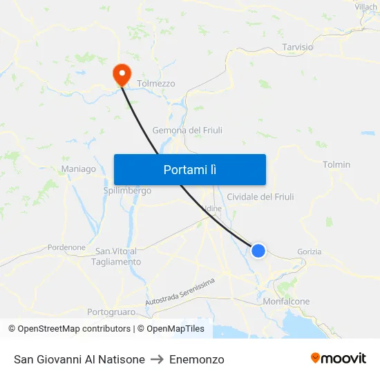 San Giovanni Al Natisone to Enemonzo map