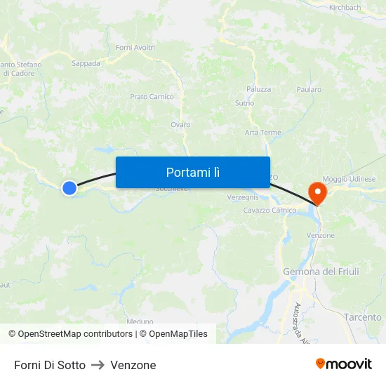 Forni Di Sotto to Venzone map