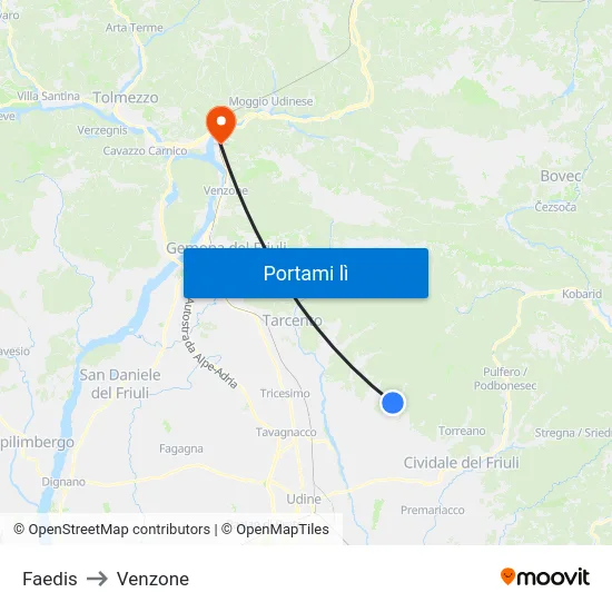 Faedis to Venzone map