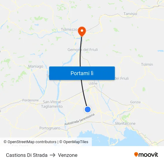 Castions Di Strada to Venzone map