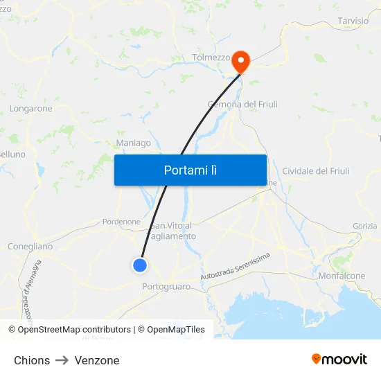 Chions to Venzone map