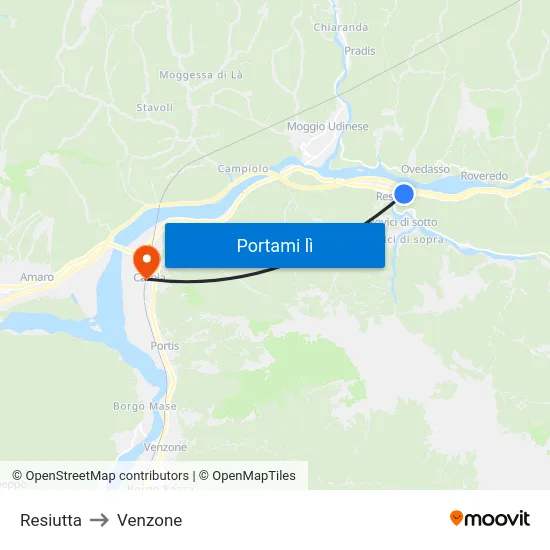 Resiutta to Venzone map