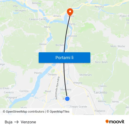 Buja to Venzone map