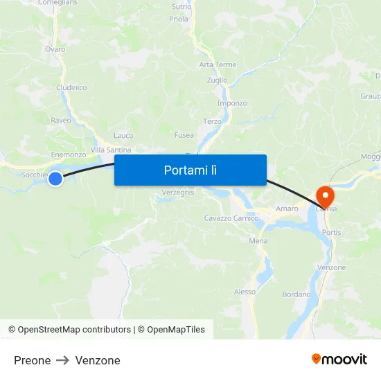 Preone to Venzone map