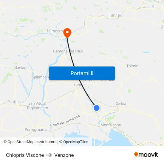 Chiopris Viscone to Venzone map