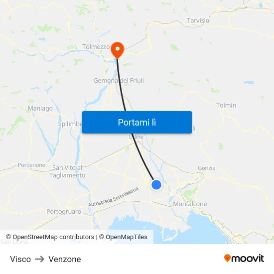 Visco to Venzone map