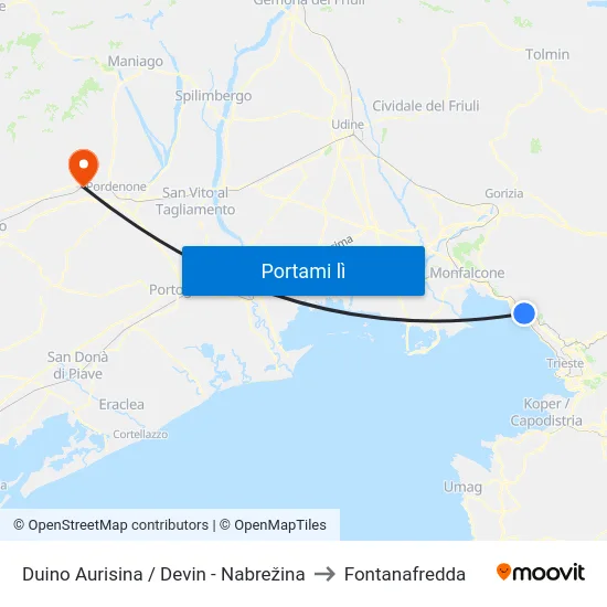 Duino Aurisina / Devin - Nabrežina to Fontanafredda map
