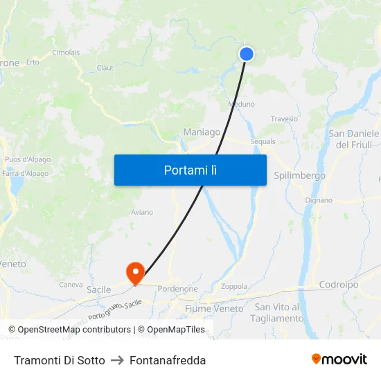 Tramonti Di Sotto to Fontanafredda map