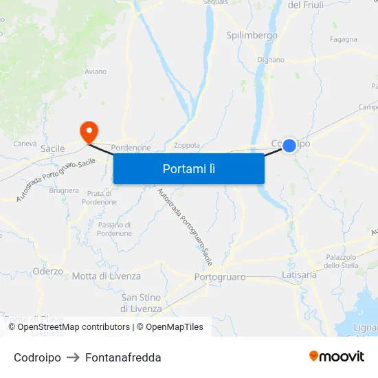 Codroipo to Fontanafredda map
