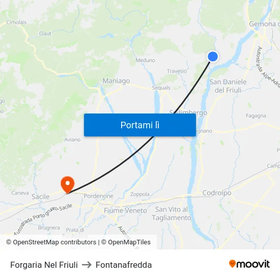 Forgaria Nel Friuli to Fontanafredda map