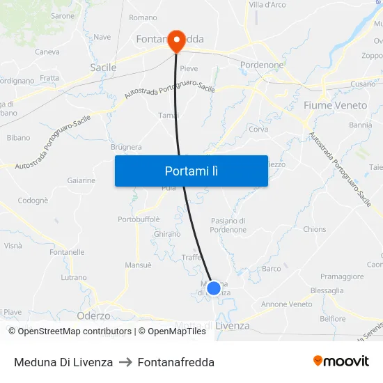 Meduna Di Livenza to Fontanafredda map
