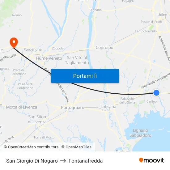 San Giorgio Di Nogaro to Fontanafredda map
