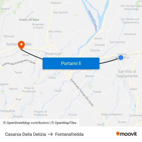 Casarsa Della Delizia to Fontanafredda map