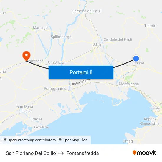 San Floriano Del Collio to Fontanafredda map