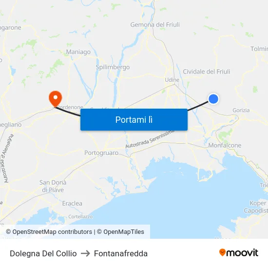 Dolegna Del Collio to Fontanafredda map