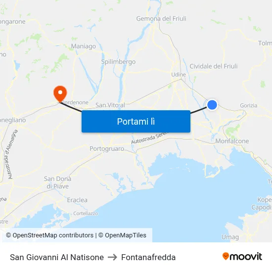 San Giovanni Al Natisone to Fontanafredda map