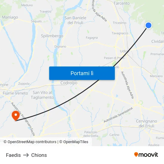 Faedis to Chions map