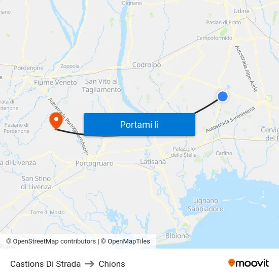 Castions Di Strada to Chions map