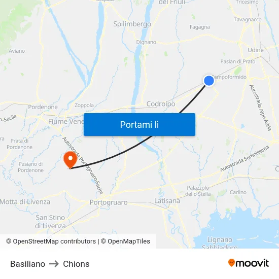 Basiliano to Chions map