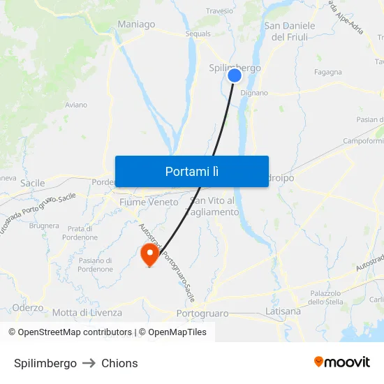 Spilimbergo to Chions map