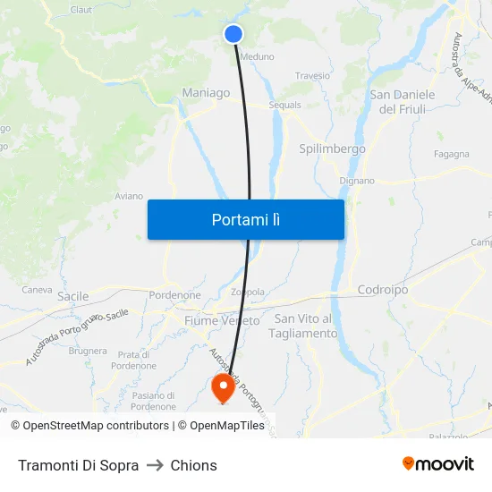 Tramonti Di Sopra to Chions map