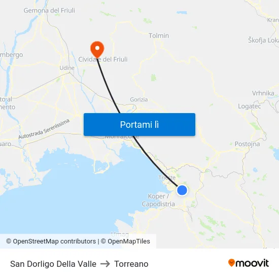 San Dorligo Della Valle to Torreano map