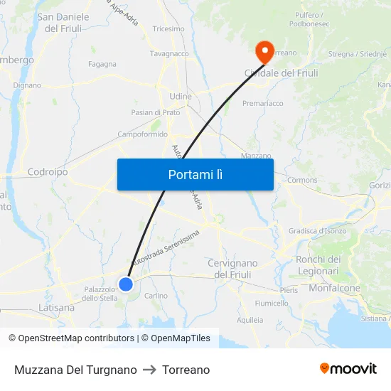 Muzzana Del Turgnano to Torreano map