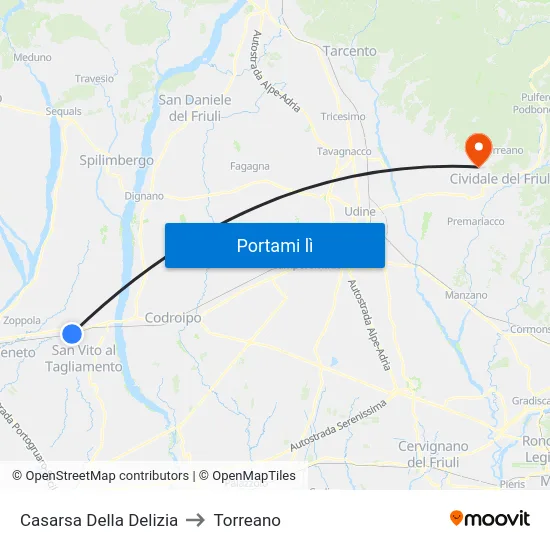 Casarsa Della Delizia to Torreano map