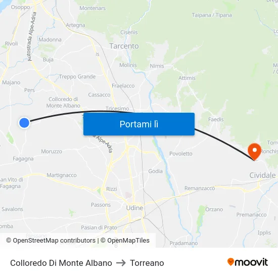Colloredo Di Monte Albano to Torreano map