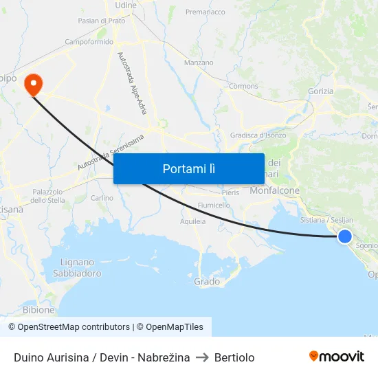 Duino Aurisina / Devin - Nabrežina to Bertiolo map
