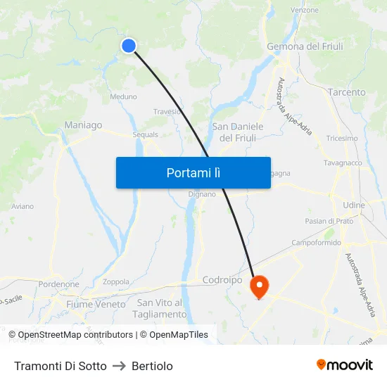 Tramonti Di Sotto to Bertiolo map