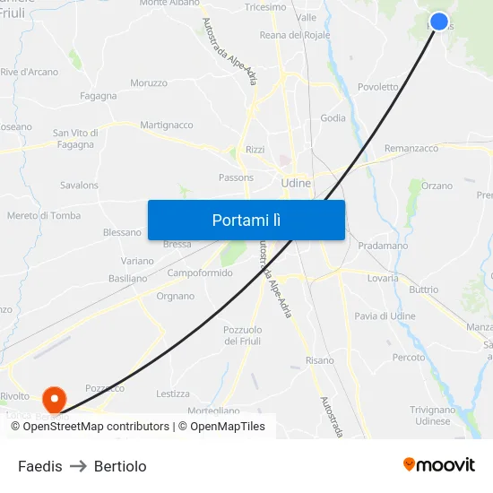 Faedis to Bertiolo map