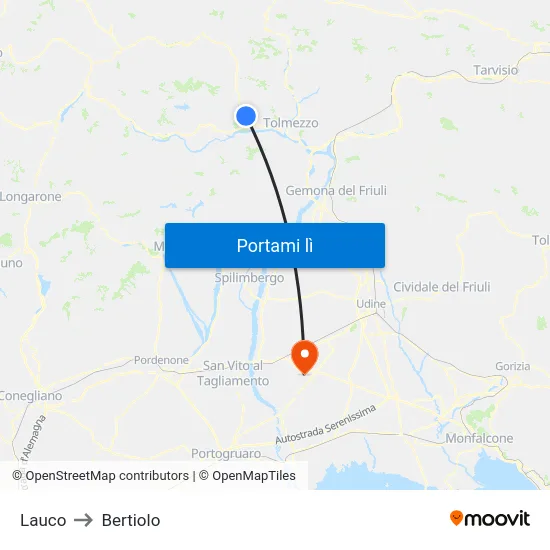 Lauco to Bertiolo map
