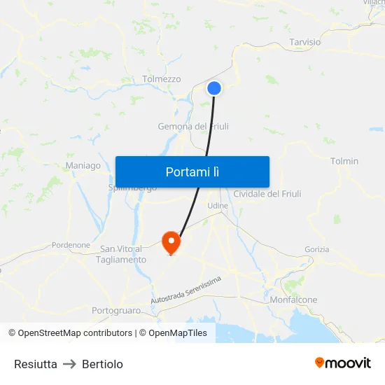 Resiutta to Bertiolo map