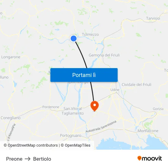 Preone to Bertiolo map