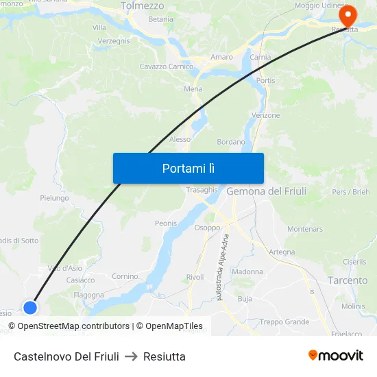 Castelnovo Del Friuli to Resiutta map
